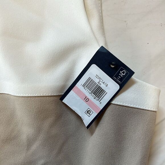 NWT TOMMY HILFIGER | Pink Beige Striped Scuba Sheath Dress 10 - Picture 11 of 11